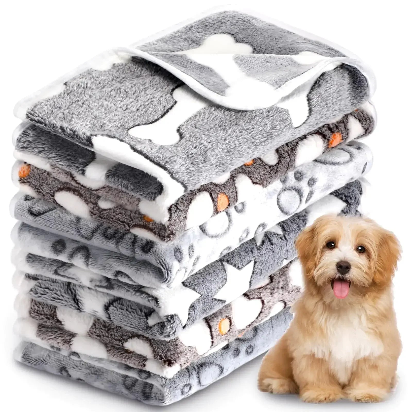 6 Pcs Blankets for Small Dogs Puppy Blankets Soft Fluffy Flannel Pet Blankets Washable Doggy Blankets Small Cat Blanket with Cute Paw Print Blanket for Puppy Dog Kitten 23x16inch - Sleep Haven Linens