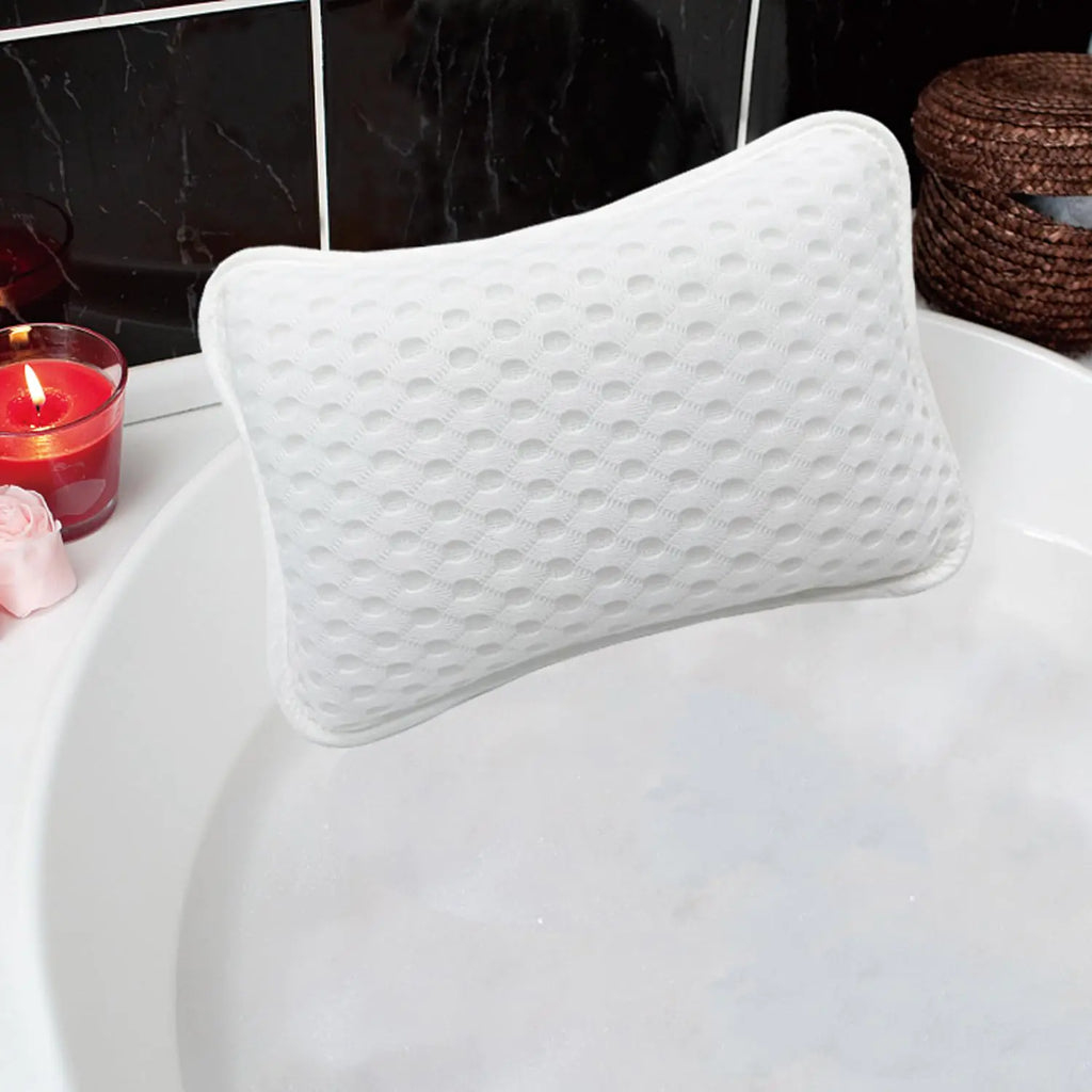 Bath Pillows for tubHome Spa Pillows for Bathtub Hot TubHead and Neck Support with 2 Strong Suction CupsWhite - Sleep Haven Linens