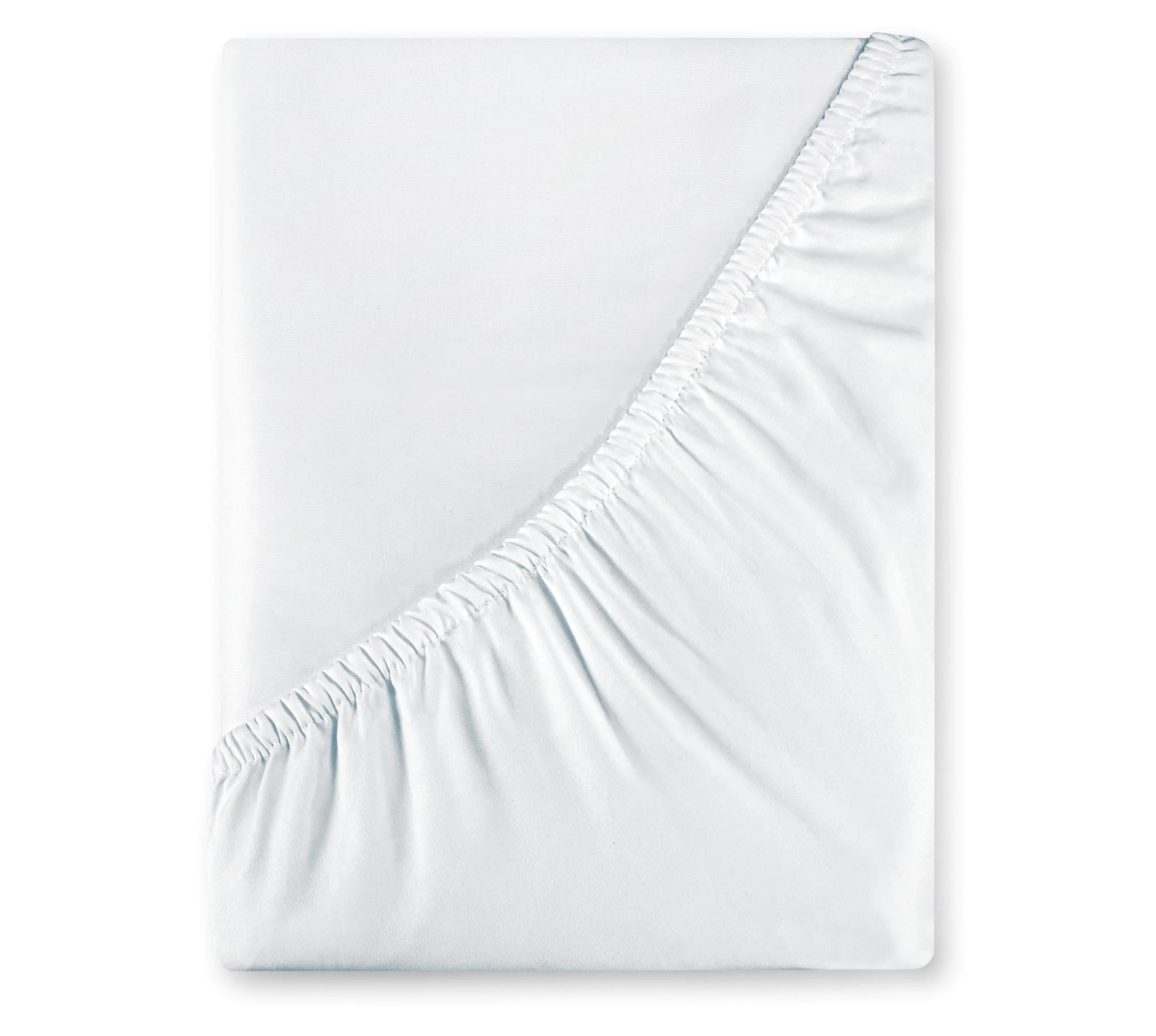 Royale Linens 400 Thread Count 100% American Grown Cotton Fitted Sheet Full Size - All Around Elastic Fitted Sheet - Luxury Sateen Weave - Snug Fit Bottom Sheet Fit Up to 16" (Full Signature White) - Sleep Haven Linens